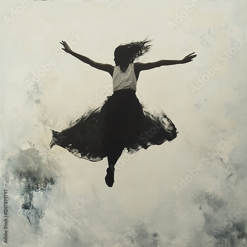 Woman in Flight: A Dance of Freedom and Grace