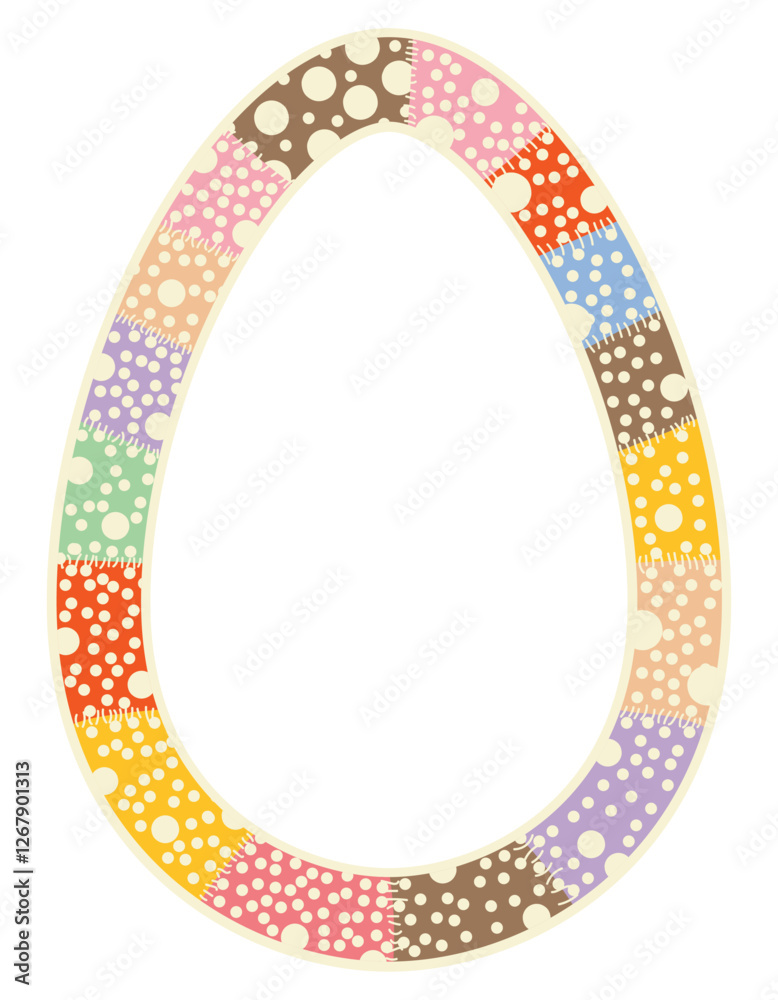 Frame funny colorful polka dots in the shape of an egg in the Easter theme Frame funny colorful polka dots in the shape of an egg in the Easter theme
