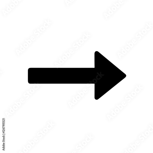 Simple black right arrow icon symbolizing direction and movement in a minimalist style