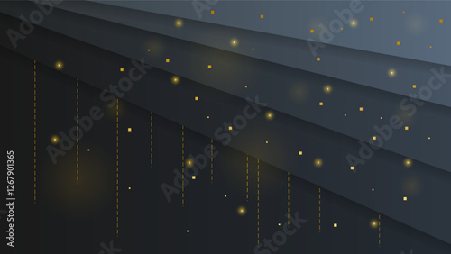 Abstract Dark Black Gold Material Modern Background With Golden Lines Stripes Shadows Backdrop Wallpaper Decoration Vector Design Style