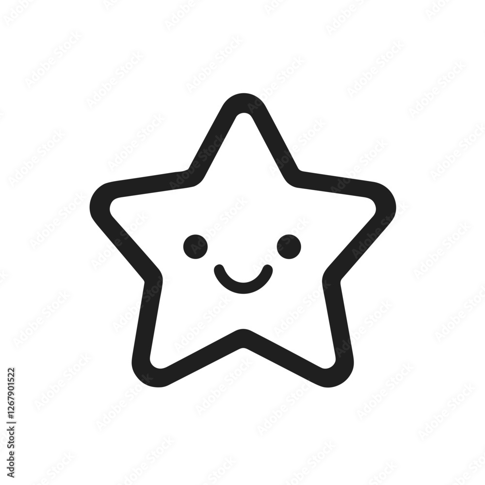 Smiling star icon design suitable for kids with cute expression and minimal style Smiling star icon design suitable for kids with cute expression and minimal style