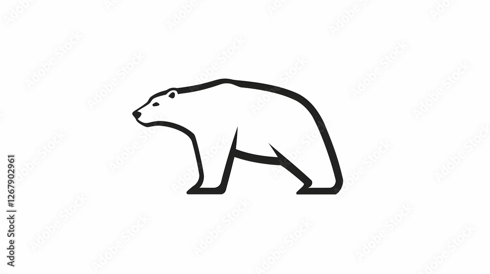 Fototapeta premium Minimalist Black and White Bear Silhouette for Creative Projects