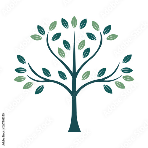 A silhouette of a tree branch with leaves vector illustration.