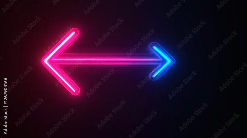 Neon Arrow Design With Pink and Blue Colors on a Dark Background. Generative AI Neon Arrow Design With Pink and Blue Colors on a Dark Background. Generative AI