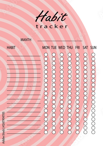 Habit tracker for WEEK. Template mockup. Vector personal organizer. Minimalist simple planner.