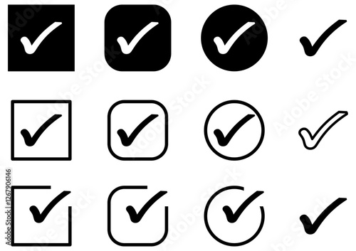 check box icon with correct, accept checkmark icons check list circle frame - checkbox symbol sign. check mark box square frame