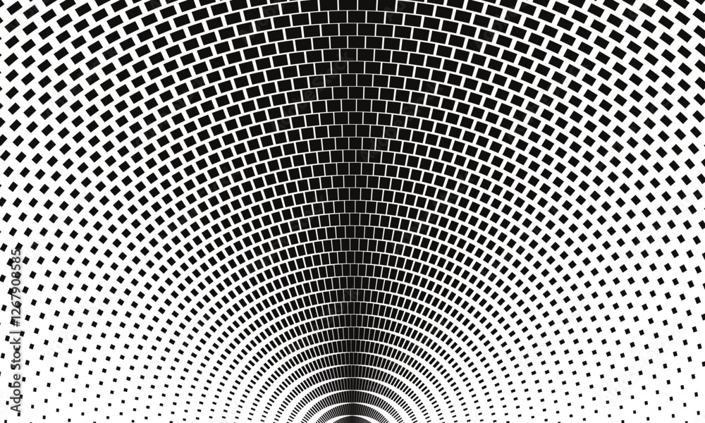abstract geometric black big to small rectangle dot arc pattern. abstract geometric black big to small rectangle dot arc pattern.