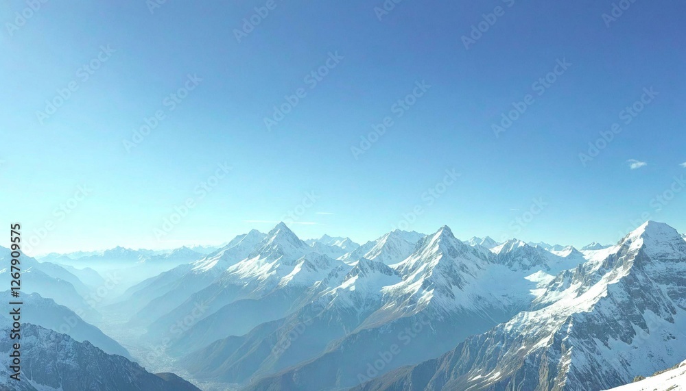 Fototapeta premium Snow-capped mountains under clear blue sky