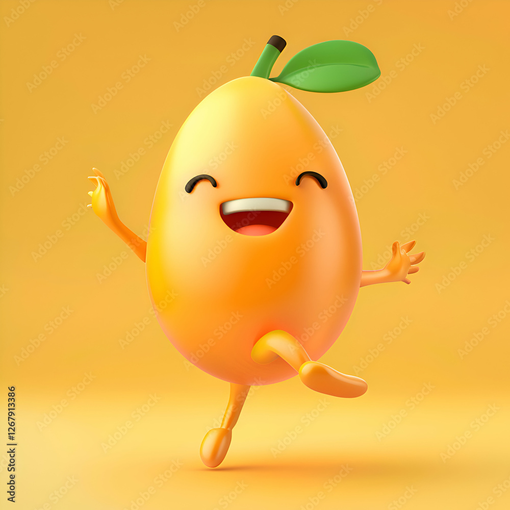 Joyful Cartoon Orange Fruit Character. 3D Render Joyful Cartoon Orange Fruit Character. 3D Render