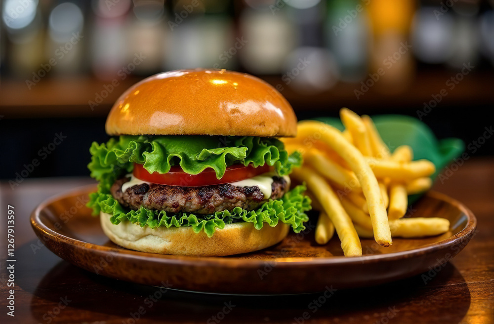 Juicy burger patty on dark background. Food for Restaurant Menu. AI Generative Juicy burger patty on dark background. Food for Restaurant Menu. AI Generative