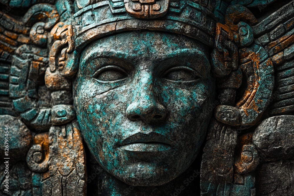 Ancient Stone Carving of a Majestic Figure Ancient Stone Carving of a Majestic Figure