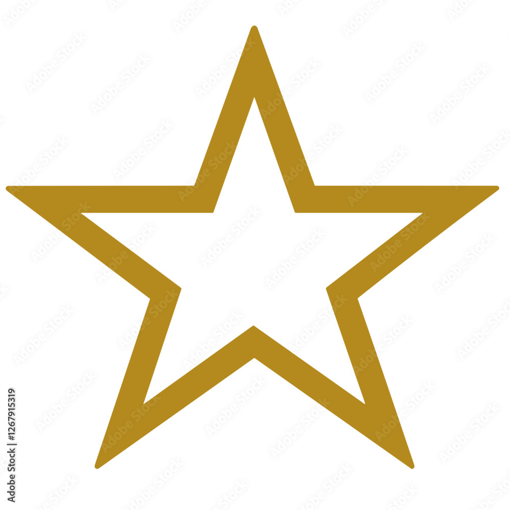 Bold gold outlined star illustration with a clear center representing achievement and recognition, icon Bold gold outlined star illustration with a clear center representing achievement and recognition, icon