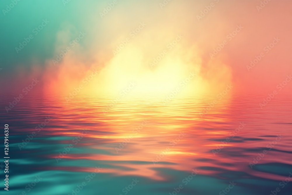 Obraz premium Serene sunset reflected on calm water.