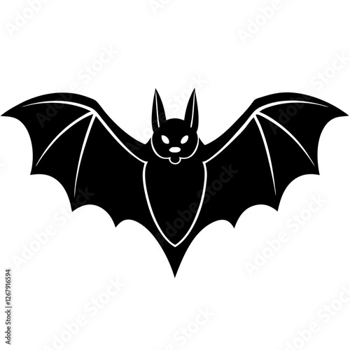 Bat black silhouette vector, Simple silhouette Design vector icon with white background. Halloween bat vector, Wild animal vector 
