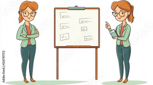 Professional Female Character with Detailed Instruction Outline