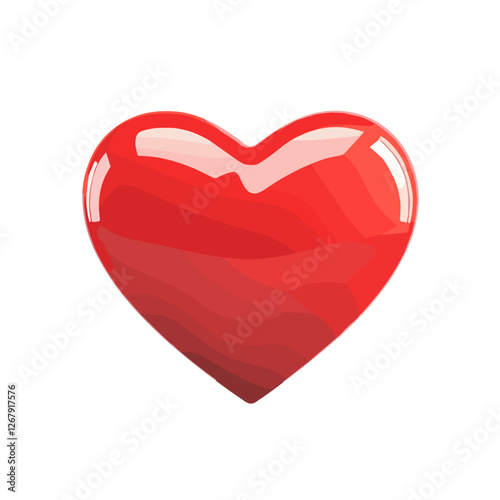 Glossy 3D red heart illustration symbolizing love and affection in a vibrant design, icon