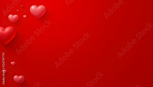 Un corazón rojo sobre un fondo rojo con más corazones