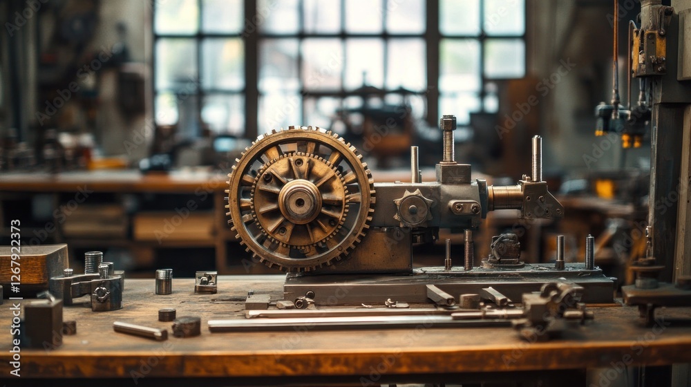 Fototapeta premium Vintage Workshop Machinery: A Glimpse into Industrial Heritage