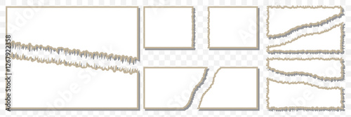 set of paper silhouettes. Torn sheets of paper with jagged edges. Collection realistic ripped pieces of scrap papers. EPS 10.