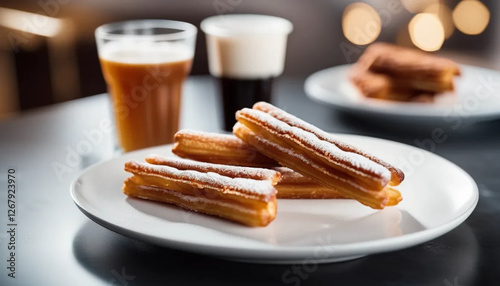 Spanish dessert - churros. Close up. 