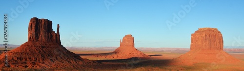 Majestic sandstone formations and scenic beauty of Monument Valley, a Navajo Nation Park spanning across Utah and Arizona is world famous. 