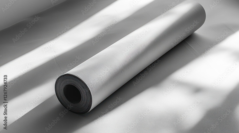 Rolled white paper on white surface with shadows. Rolled white paper on white surface with shadows.
