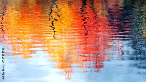 breathtaking autumn scenery with colorful trees reflected in the calm lake water surface showcasing the vibrant seasonal colors and serene landscape of nature