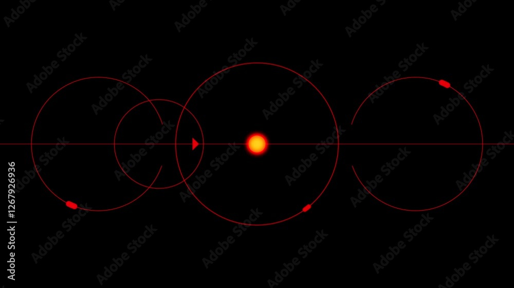 Digital red color dot line particle data connecting with technology concept on black background.