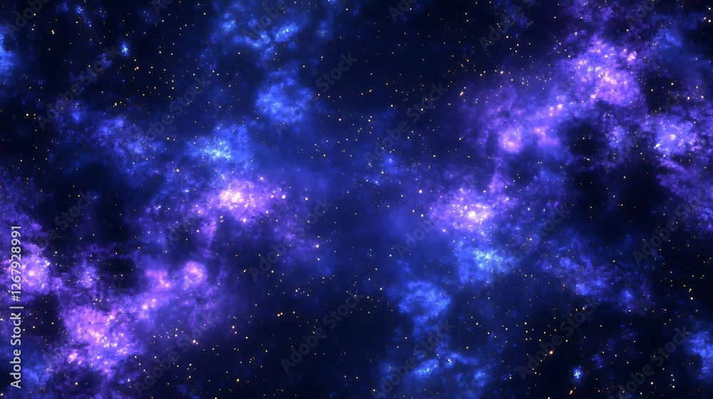 Naklejka premium Celestial Nebula Cosmic Purple Blue Starscape
