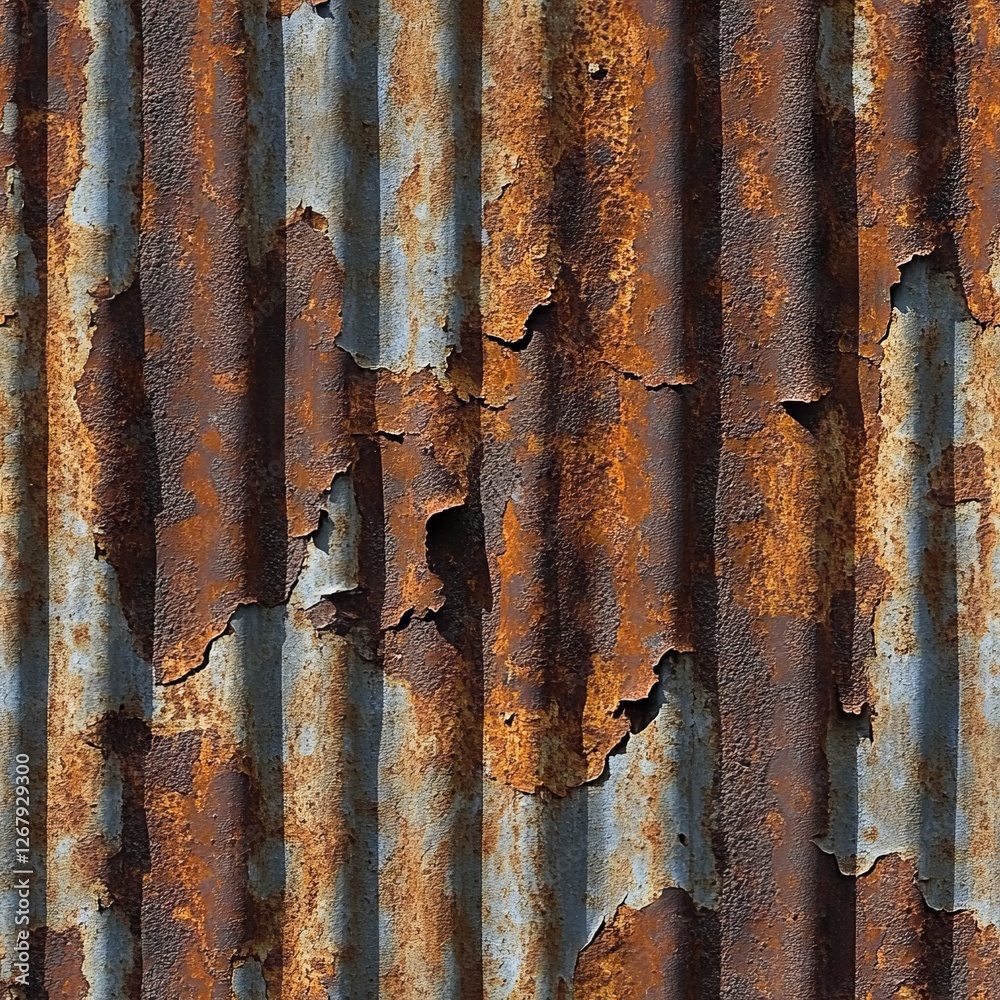 Obraz premium Seamless Pattern - Rusty corrugated metal sheet texture