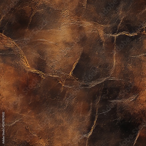 Seamless Pattern - Dark Brown Leather Texture Background