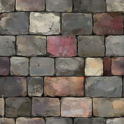 Seamless Pattern - Multicolored stone wall texture background