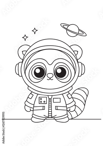 Coloring book astronaut ready for an intergalactic adventure. Perfect for kids and space explorers