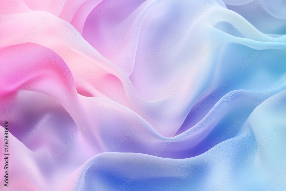 Delicate pastel fabric wave background with soft flowing textures in pink and blue hues Delicate pastel fabric wave background with soft flowing textures in pink and blue hues