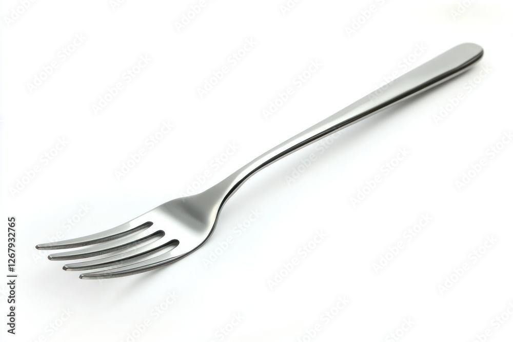 Stainless Steel Fork with Four Prongs on a White Background for Culinary Use and Dining Stainless Steel Fork with Four Prongs on a White Background for Culinary Use and Dining