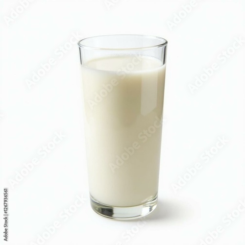 Freshly Poured Glass of Whole Milk with a Smooth, Creamy Texture