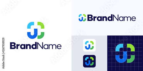 Simple square colorful logo design, Letter GC or C logo modern monogram design, Initial G and C logo design vector illustration template, premium vector identity