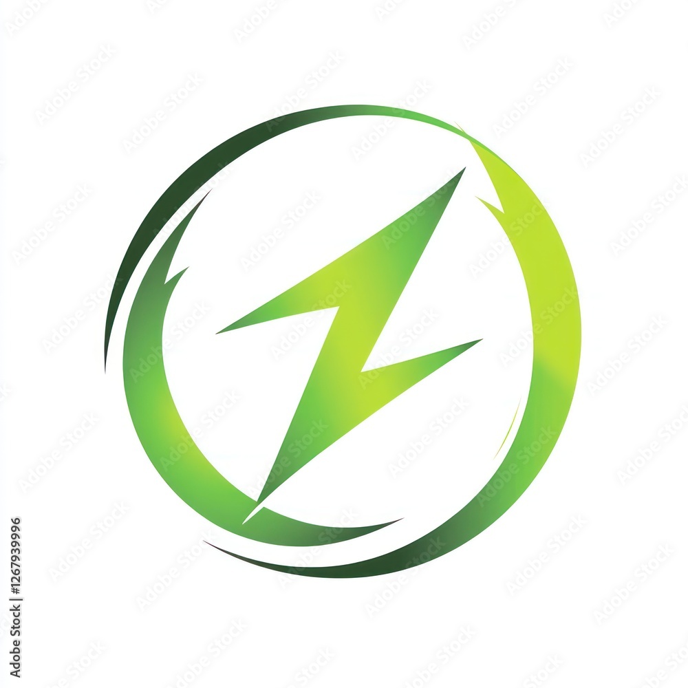 Green lightning bolt logo design, abstract, power, energy, circular. Use Stock photo Green lightning bolt logo design, abstract, power, energy, circular. Use Stock photo