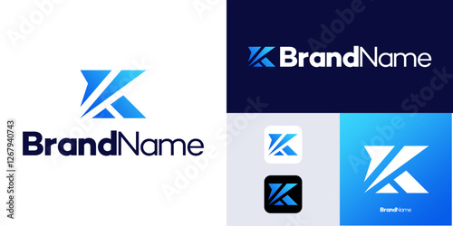 Letter K Logo integrated with icon arrow, simple creative design fintech, technology, arrow, growth and increase symbols icon, vector illustration template.