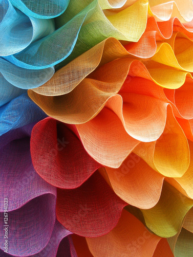 Brightly colored fabric layers create vibrant texture