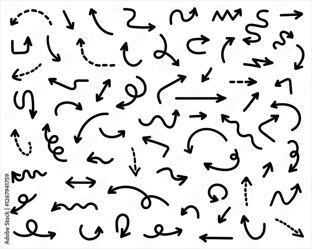 Set of arrows lines doodle style handmade hand draw vector Illustration sources Set of arrows lines doodle style handmade hand draw vector Illustration sources