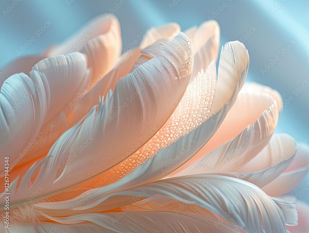 Naklejka premium The light refracts through the droplets, creating a mesmerizing sparkle across the fine, wispy strands.