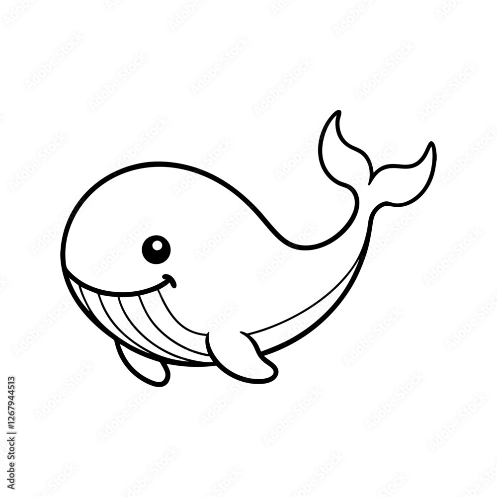 Cute Minimalist Whale Icon – Adorable Cartoon Whale Line Art Logo Cute Minimalist Whale Icon – Adorable Cartoon Whale Line Art Logo