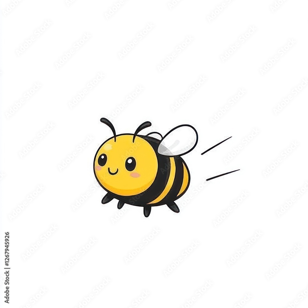 Cute bee cartoon flying, simple background, for children's products Cute bee cartoon flying, simple background, for children's products
