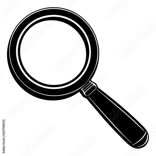 magnifying glass black silhouette vector, Simple silhouette Design vector icon with white background.