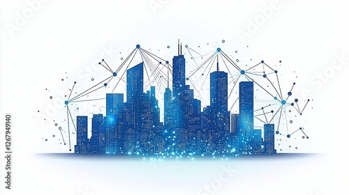 Wallpaper Mural Smart city digital network, futuristic cityscape Torontodigital.ca