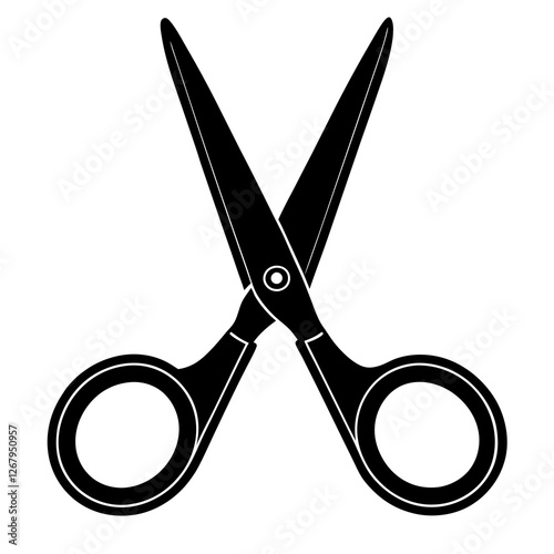 scissor black silhouette vector, Simple silhouette Design vector icon with white background. 