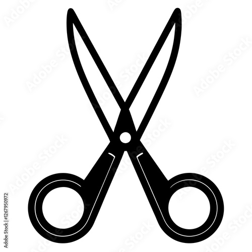 scissor black silhouette vector, Simple silhouette Design vector icon with white background. 