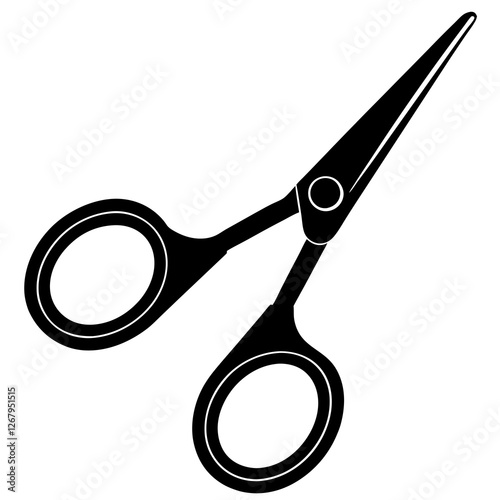 surgical scissor black silhouette vector, Simple silhouette Design vector icon with white background. 