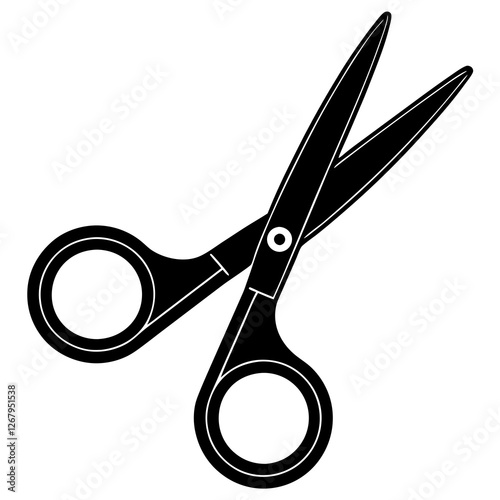 surgical scissor black silhouette vector, Simple silhouette Design vector icon with white background. 